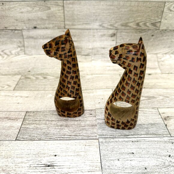 Hand Carved Wooden African Safari Animal Napkin‎ Rings Holder Set of 8 - Picture 9 of 11